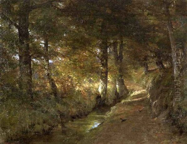 Wooded Landscape With Stream Oil Painting by Louis Apol