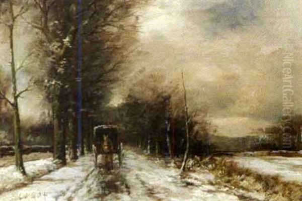 Carriage Approaching In Winter by Louis Apol