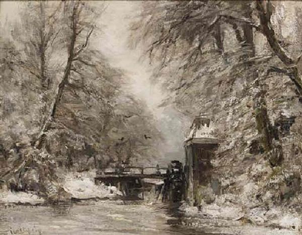 A View Of The Haagse Bos In Winter Oil Painting by Louis Apol