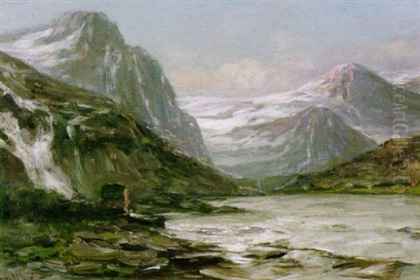 Am Hammerfjord In Norwegen Oil Painting by Louis Apol