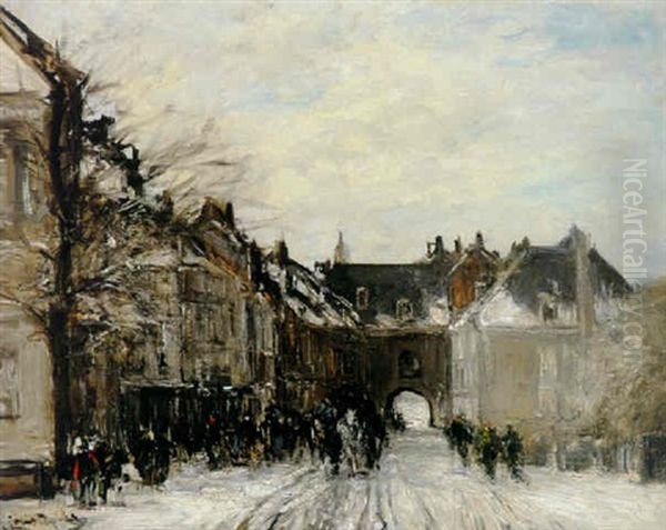 A View Of The Gevangenpoort, The Hague, In The Snow Oil Painting by Louis Apol