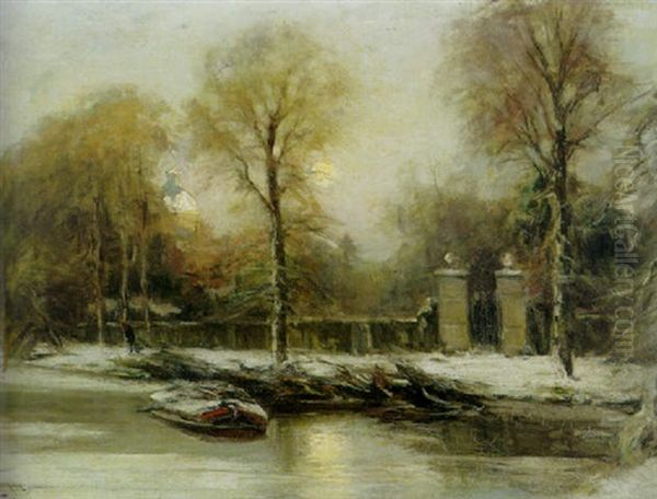 View Of Huis Ten Borch In Winter, The Hague Oil Painting by Louis Apol