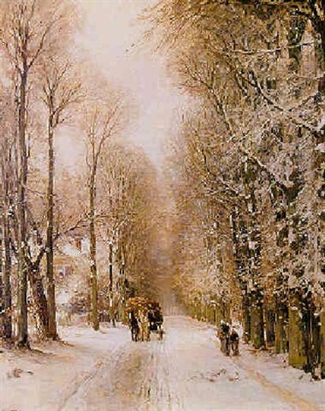 A Carriage On A Snowy Lane by Louis Apol