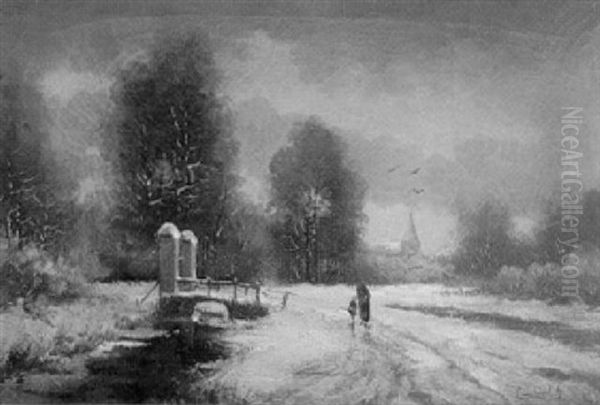 Winterabend Oil Painting by Louis Apol