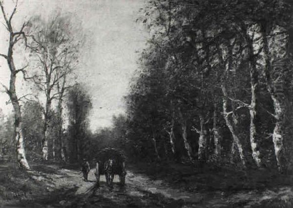 Holzfuhrwerk Auf Dem Waldweg Oil Painting by Louis Apol