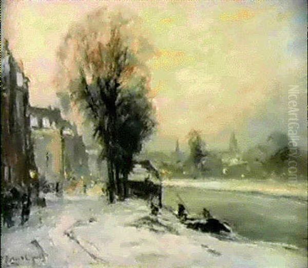 Winterliche Vorstadt Oil Painting by Louis Apol