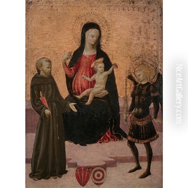 La Vierge Et L'enfant Entre Saint Francois Et Saint Michel Oil Painting by  Apollonio di Giovanni di Tommaso