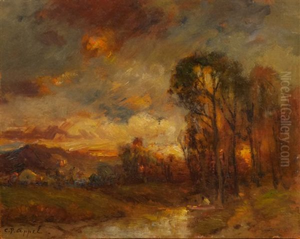 Sunset Over A River Oil Painting by Charles P. Appel