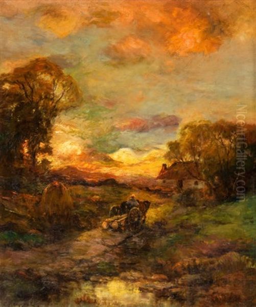 Sunset At Close Of Day, Circa 1900 Oil Painting by Charles P. Appel