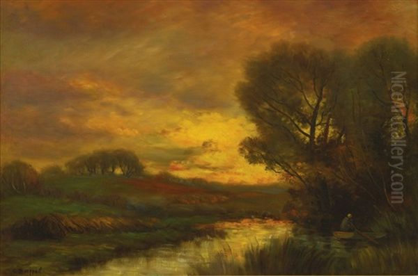 Sunset Over A River Oil Painting by Charles P. Appel