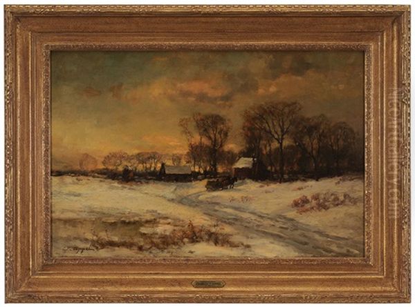 Winter Landscape With Farm Oil Painting by Charles P. Appel