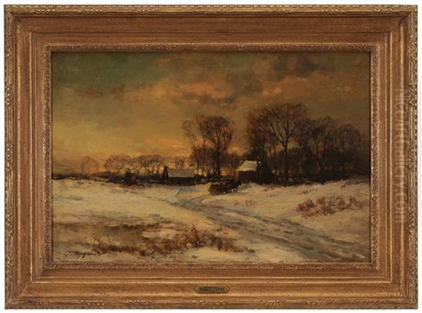 Winter Landscape With Farm Oil Painting by Charles P. Appel