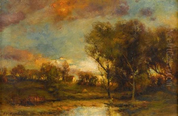 Landscape At Dusk Oil Painting by Charles P. Appel