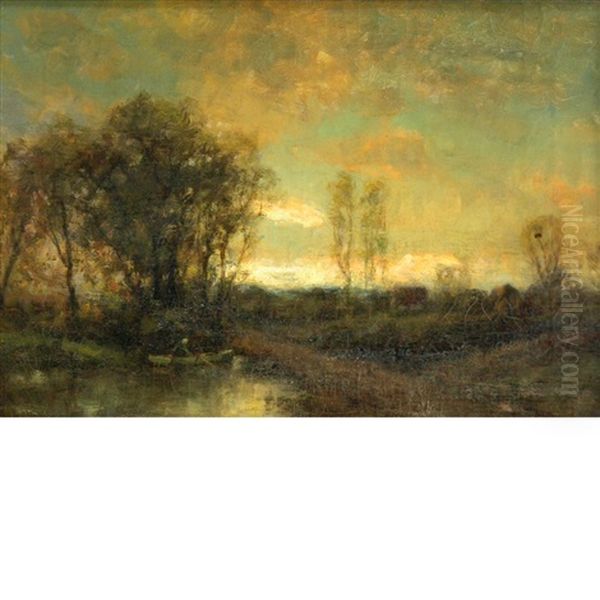 Landscape At Dusk Oil Painting by Charles P. Appel