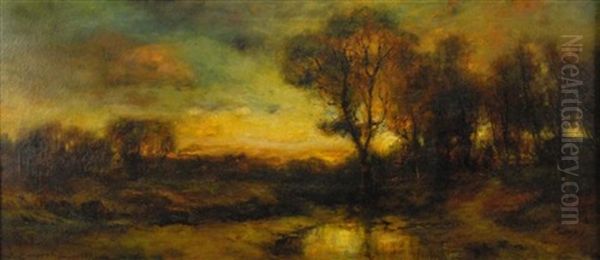 Tonalist Sunset Oil Painting by Charles P. Appel