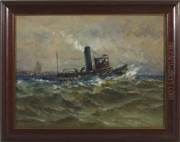 Tugboat Leaving A Harbor Oil Painting by Charles P. Appel