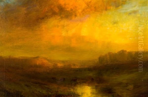 Golden Sunset Oil Painting by Charles P. Appel