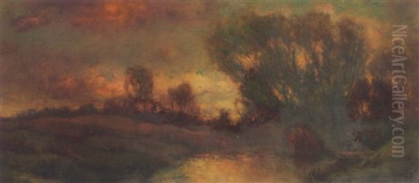 Landscape At Sunset Oil Painting by Charles P. Appel