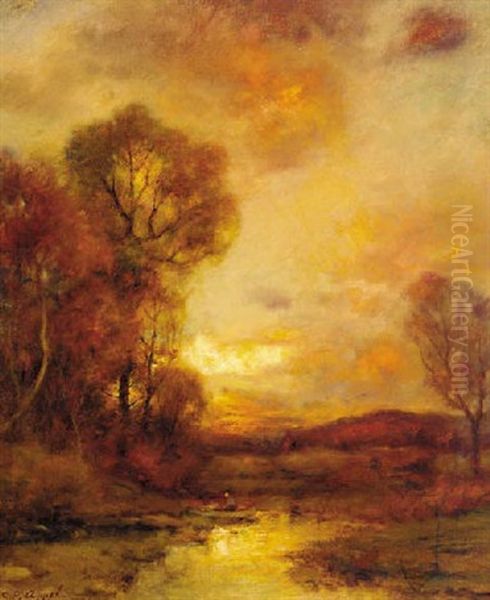 An Autumnal Landscape Oil Painting by Charles P. Appel