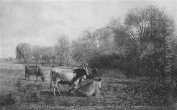 Cows In A Landscape Oil Painting by Charles P. Appel