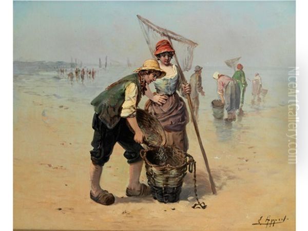 Fischerin Und Fischer Oil Painting by Eugene Appert