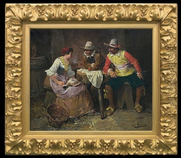 In A Tavern - Musketeers And A Girl Oil Painting by George Appert