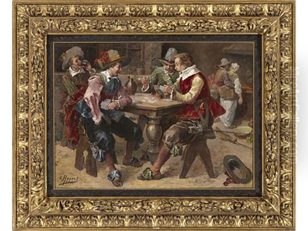 The Card Players Oil Painting by George Appert