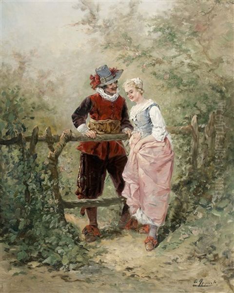 Musketier Mit Dame Oil Painting by George Appert