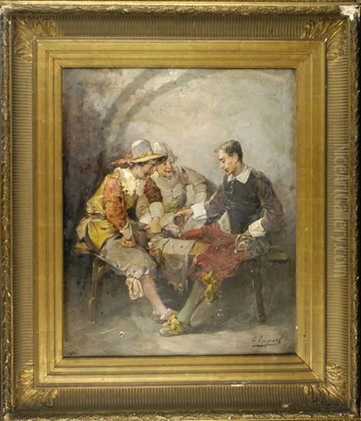 Mousquetaires Jouant Aux Des Oil Painting by George Appert