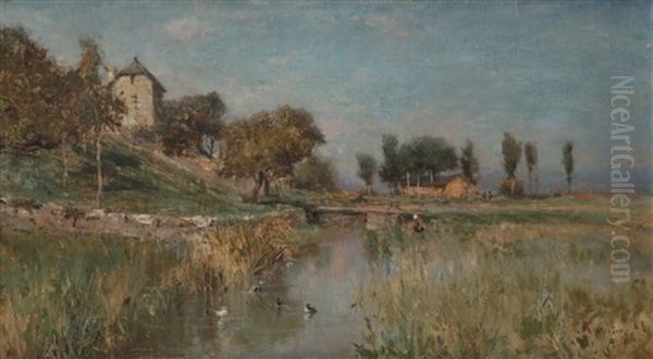 Dans Les Marais Du Bouveret A Dijon Oil Painting by Adolphe Appian