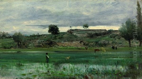 Jeune Garcon Avec Son Chien Dans Un Paysage Oil Painting by Adolphe Appian