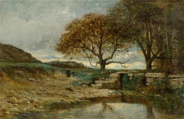 Broad Landscape With Figure Oil Painting by Adolphe Appian