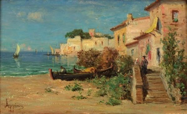 Rivage Mediterraneen Oil Painting by Adolphe Appian