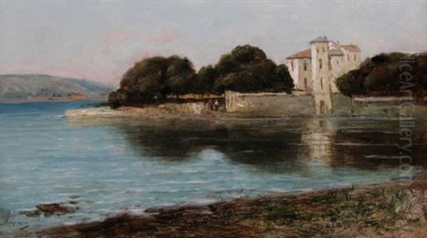 House By A River Oil Painting by Adolphe Appian