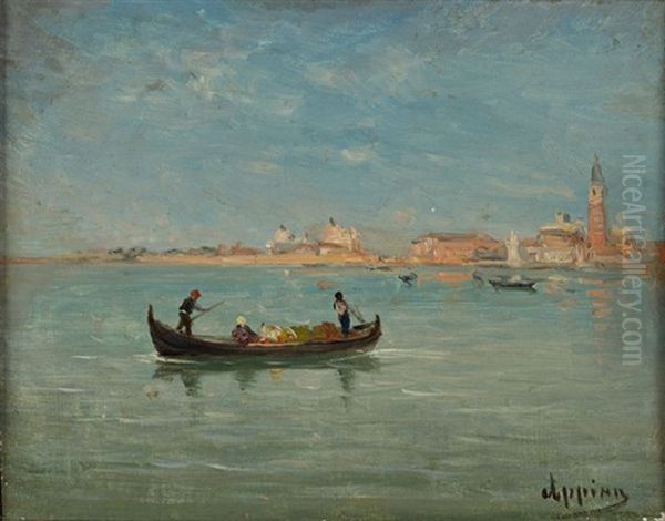 Gondole A Venise Oil Painting by Adolphe Appian