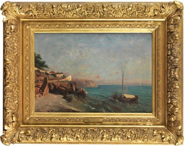 Cote Mediterraneenne A La Barque De Pecheurs Oil Painting by Adolphe Appian