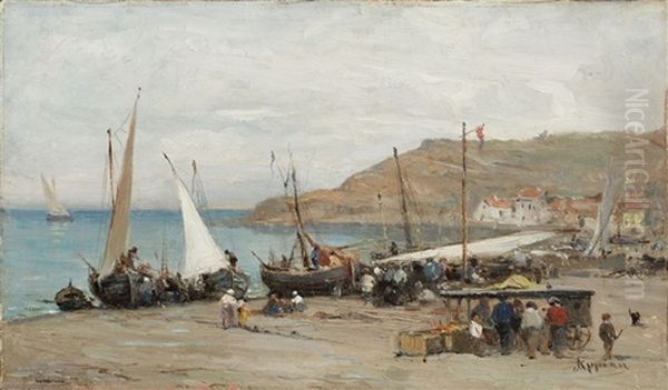 Sudlandischer Fischerhafen Oil Painting by Adolphe Appian