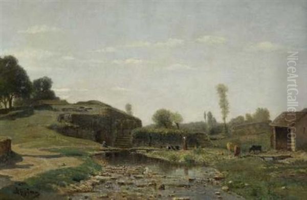 Bauerliches Idyll Oil Painting by Adolphe Appian