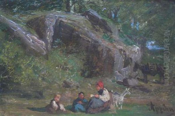 Le Repos En Sous Bois Oil Painting by Adolphe Appian