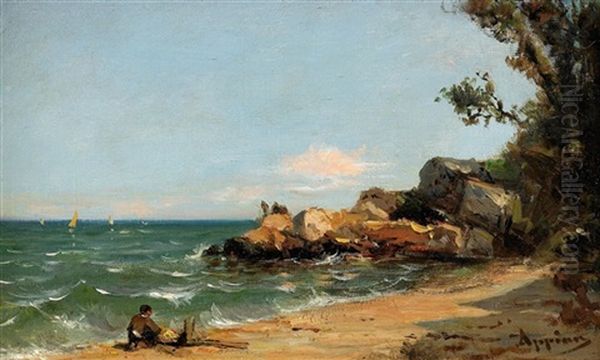 Kustlandskap Oil Painting by Adolphe Appian