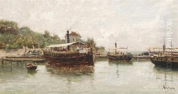 Kleiner Hafen An Der Sudfranzosischen Kuste Oil Painting by Adolphe Appian