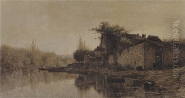 Landschaft An Den Ufern Der Ain Oil Painting by Adolphe Appian