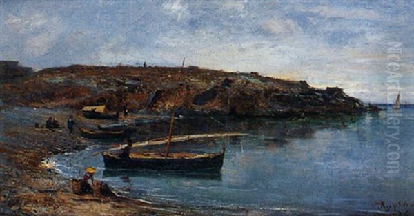 Le Bateau Dans La Crique Oil Painting by Adolphe Appian