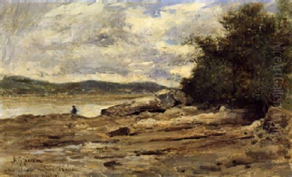 Flusslandschaft Mit Fischer Oil Painting by Adolphe Appian