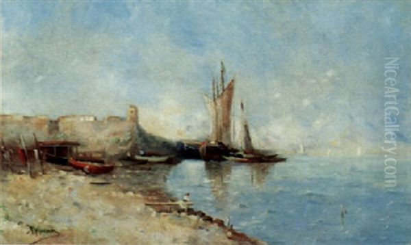 A Fishing Village by Adolphe Appian