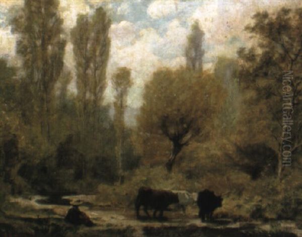 Vaches Au Fond Du Vallon Oil Painting by Adolphe Appian