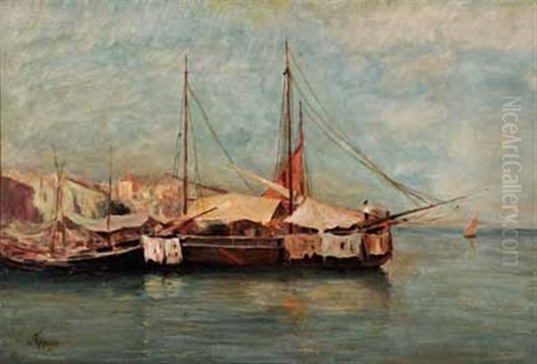 Embarcations Dans Un Port Du Midi Oil Painting by Louis Appian