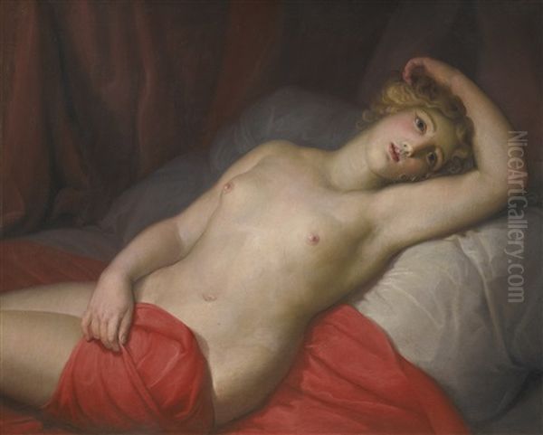 A Young Woman Reclining On A Bed Oil Painting by Andrea Appiani