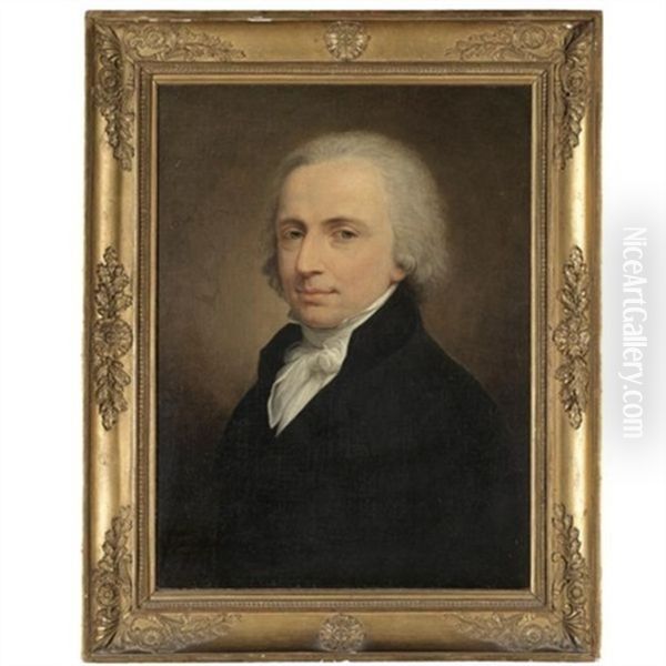 Portrait Of A Gentleman, Half Length, Wearing A Black Jacket Oil Painting by Andrea Appiani