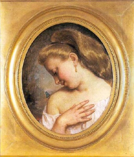 Jeune Fille Au Papillon Oil Painting by Eduard d' April